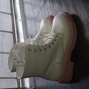 White and pink boots